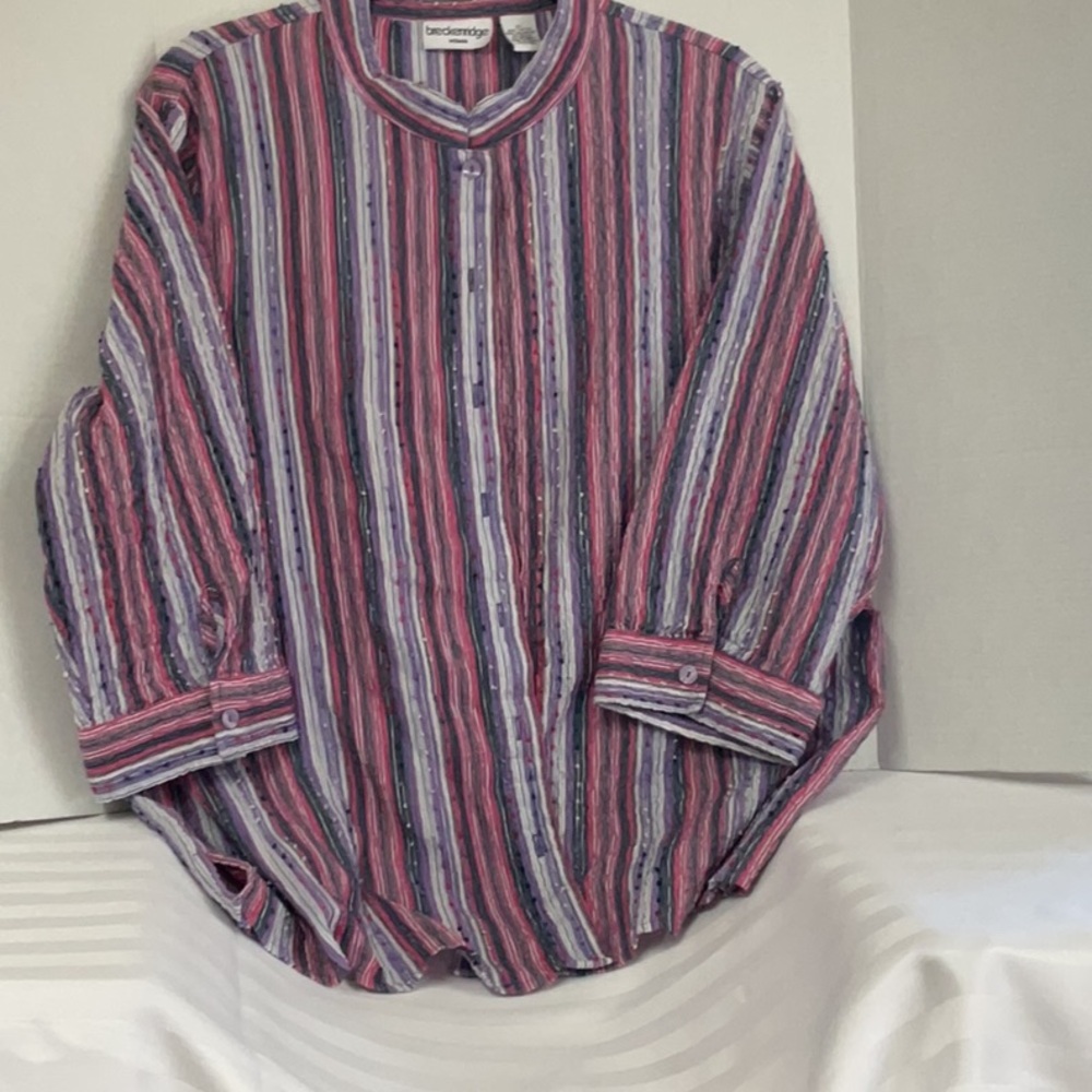 Breckenridge Pink and Purple Casual Button Down Shirt